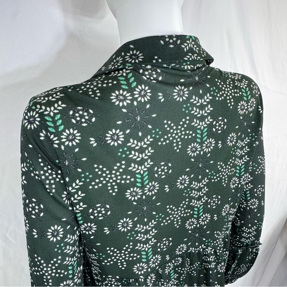 Style & Co Green Floral Tiered Bishop Sleeve Mesh Tunic Blouse - Picture 4 of 6